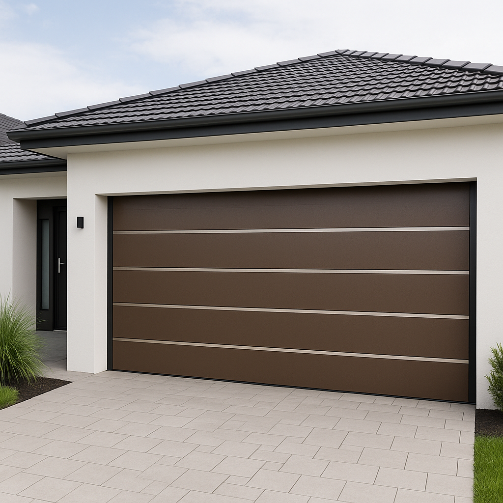 Velvet Finish Garage Door with Silver Strip - Single & Double - Black, Grey, Brown
