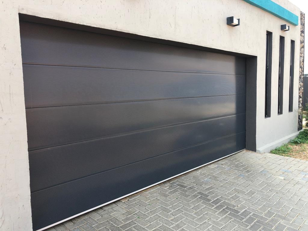 Water Ripple Insulated Steel Garage Door - Single & Double - Charcoal, Black, Walnut, Mahogany