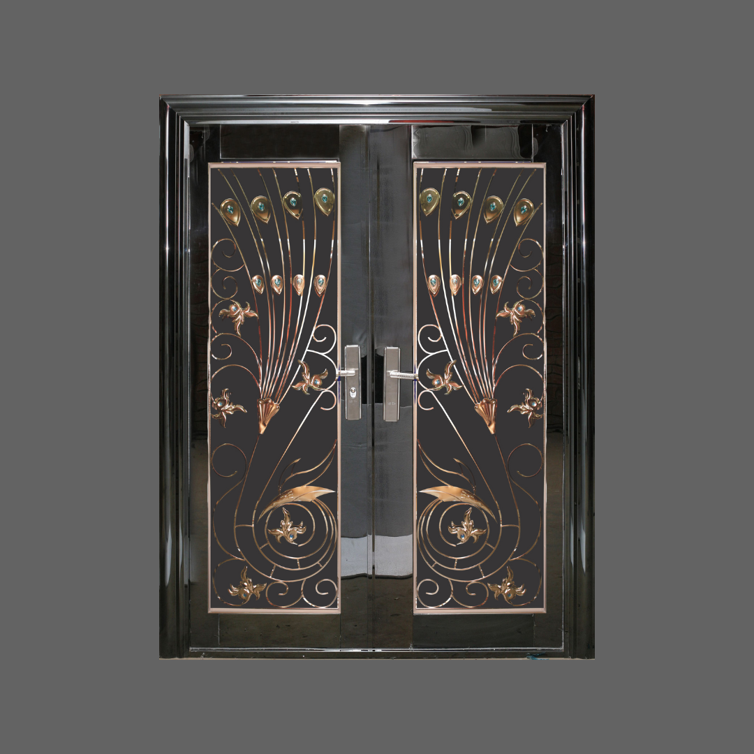 D020 Black Stainless Steel Security Door- Multi-Lock | Toughened Glass | Single, Pivot & Double Sizes available