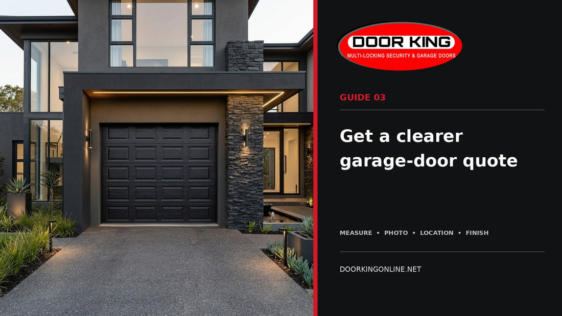 Door King garage door quote checklist with a Block Design garage door