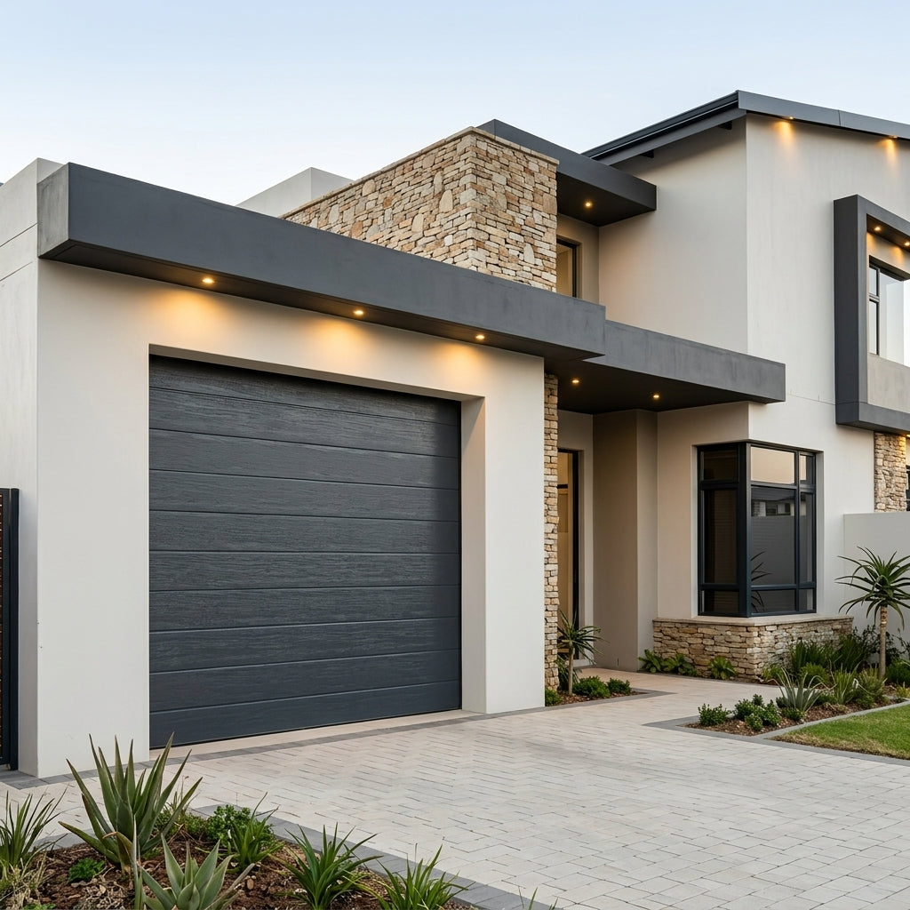 Slatted Design Insulated Steel Garage Door - Single & Double - Black, White, Walnut, Charcoal (Copy)