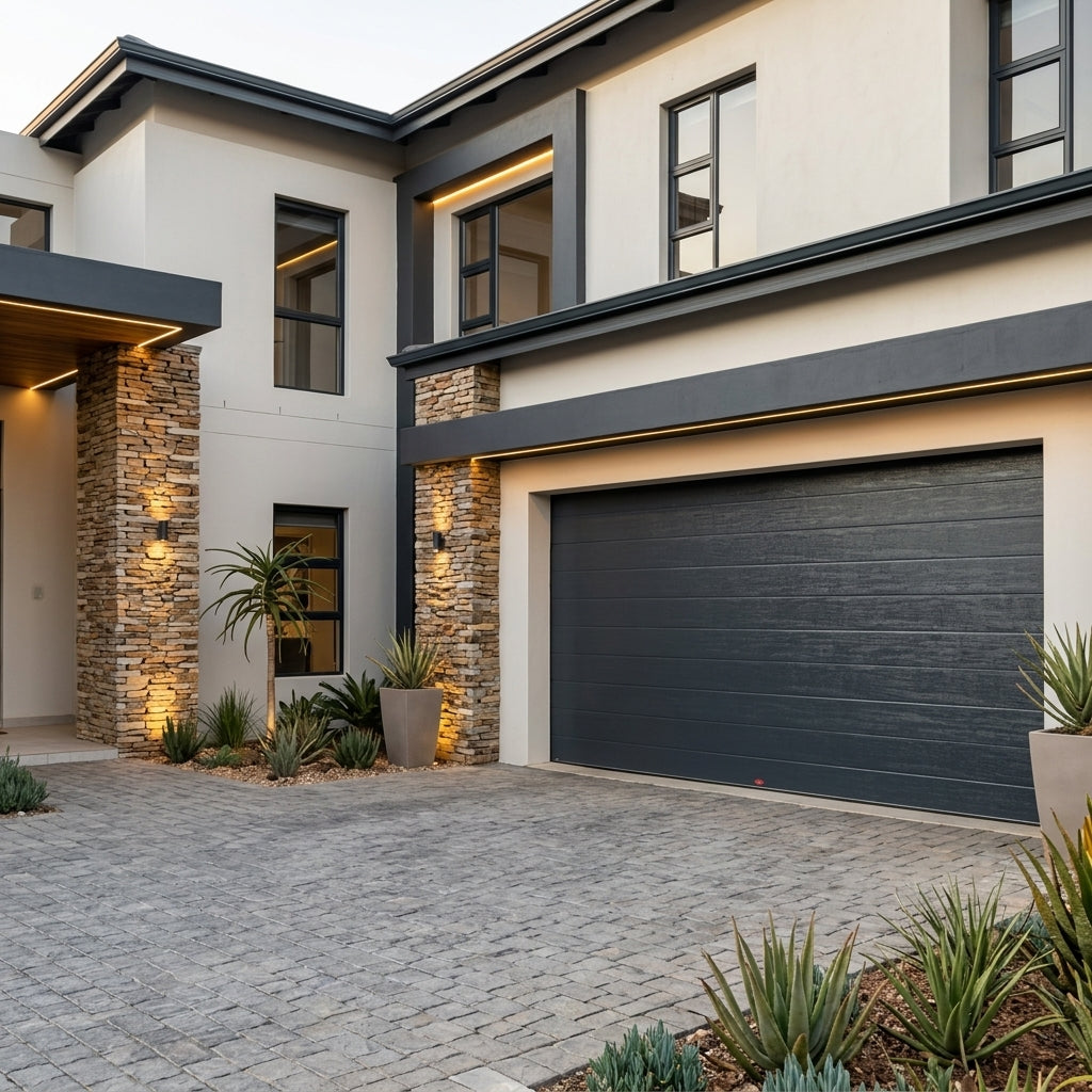 Slatted Design Insulated Steel Garage Door - Single & Double - Black, White, Walnut, Charcoal (Copy)