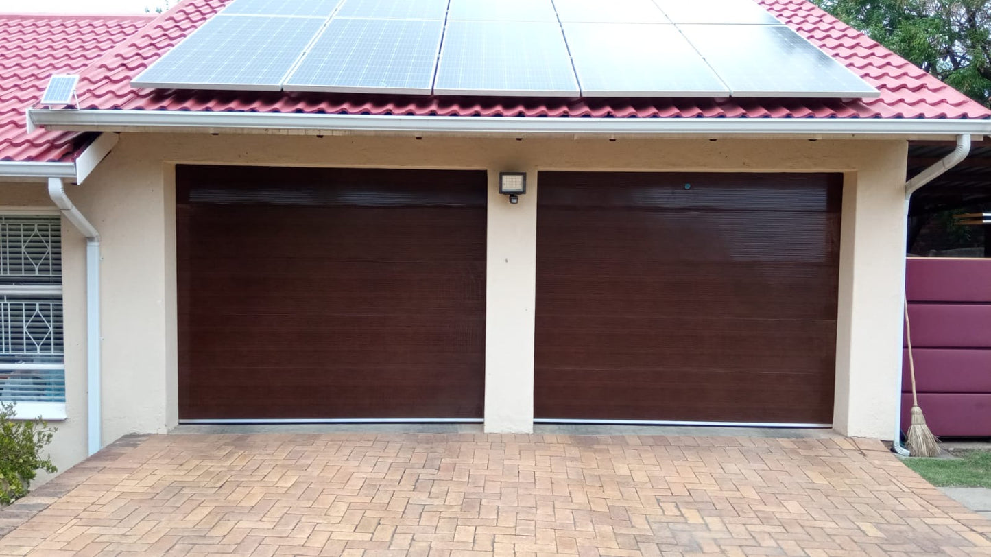 Water Ripple Insulated Steel Garage Door - Single & Double - Charcoal, Black, Walnut, Mahogany