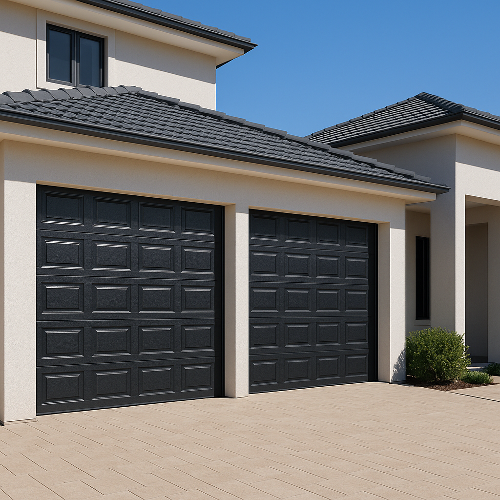 Block Design Insulated Steel Garage Door - Single & Double - Black, White, Walnut, Charcoal
