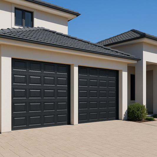 Block Design Insulated Steel Garage Door - Single & Double - Black, White, Walnut, Charcoal