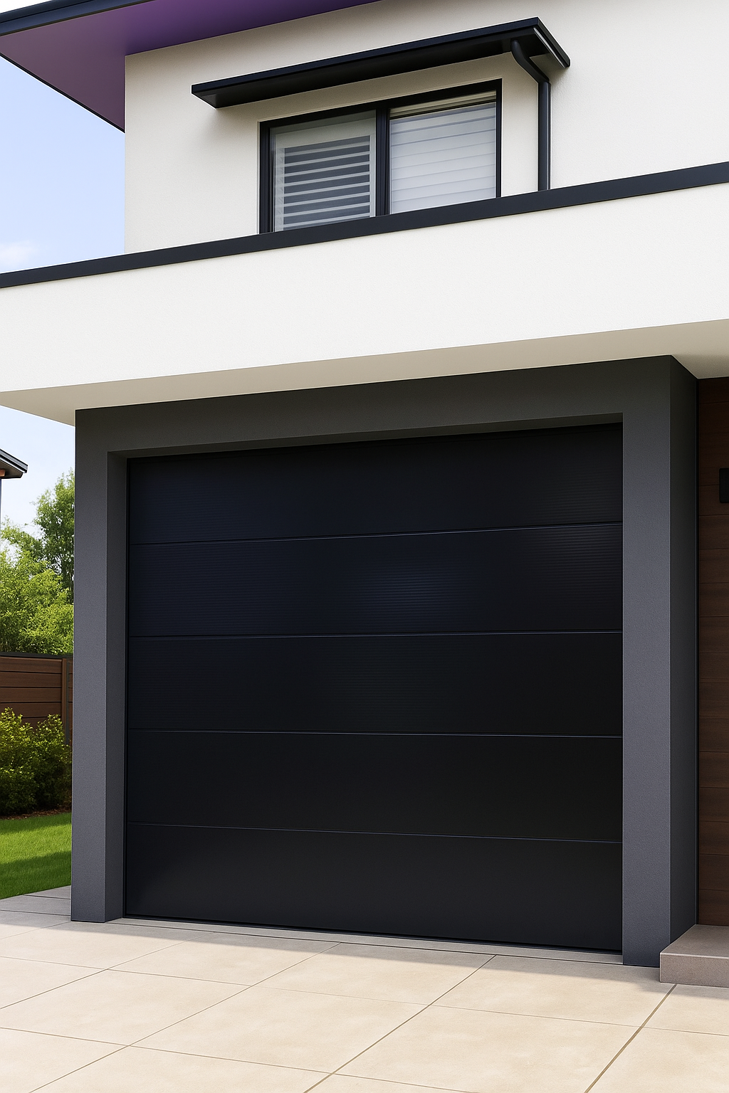 Water Ripple Insulated Steel Garage Door - Single & Double - Charcoal, Black, Walnut, Mahogany