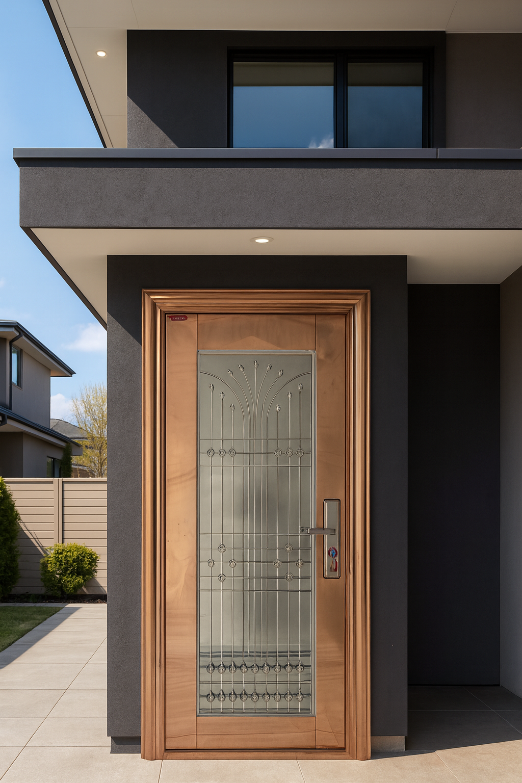 Gold Stainless Steel Security Door – Model A016-Single / Pivot / Double