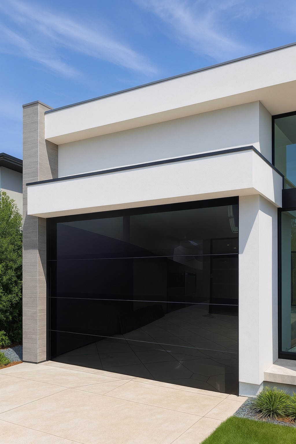 Aluminium Black Frameless Glass Garage Door - Ultra-Modern Luxury Finish - Single&Double