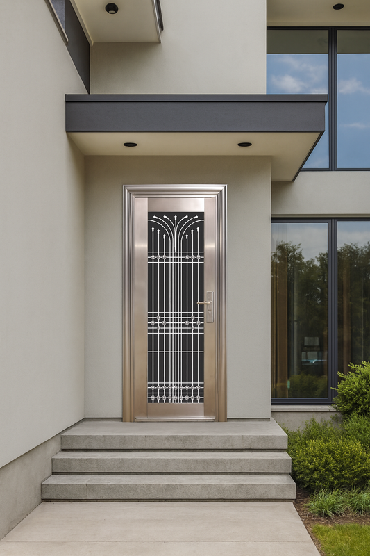Silver Stainless Steel Security Door – Model A016-Single / Pivot / Double