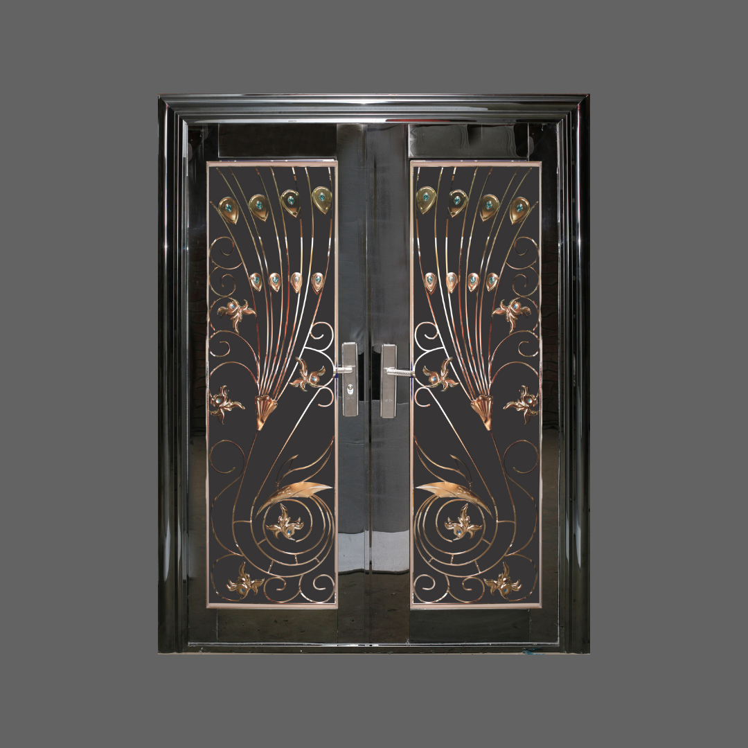 Black Stainless Steel Double Entrance Door