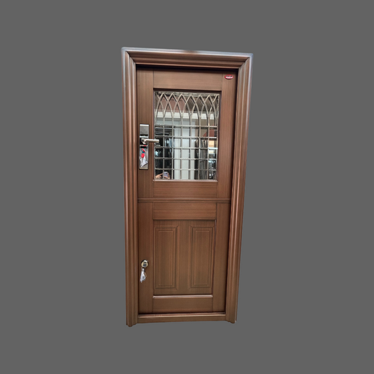 1039 Red Copper Stable Security Door – Toughened Glass & Top/Bottom Lock Panels | Metallic Finish