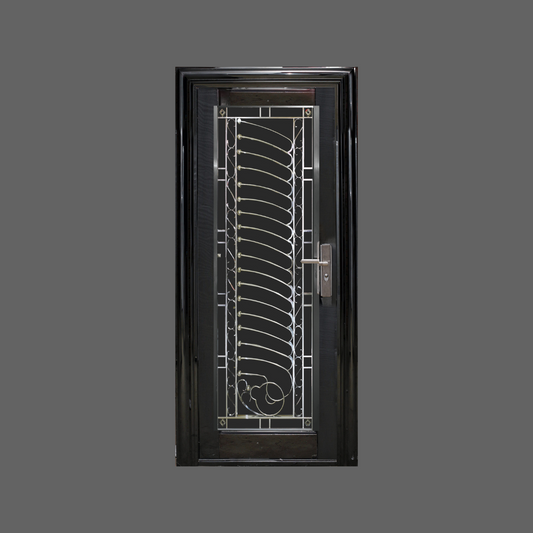Black Stainless Steel Single Security Door D038