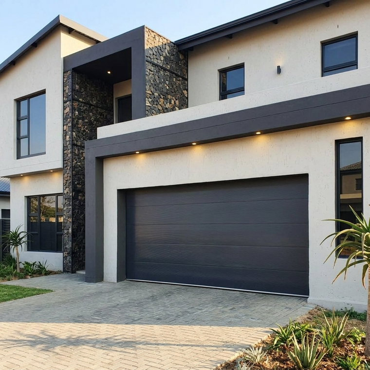 Water Ripple Insulated Steel Garage Door - Single & Double - Charcoal, Black, Walnut, Mahogany