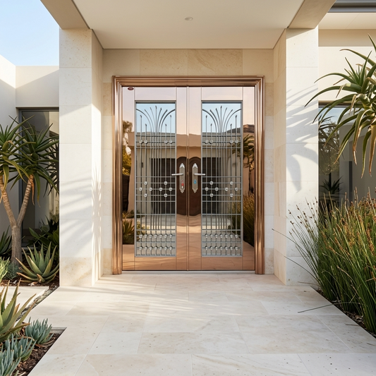 Gold Stainless Steel Security Door – Model A016-Single / Pivot / Double