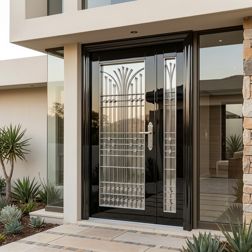 Black Stainless Steel Security Door – Model A016-Single / Pivot / Double
