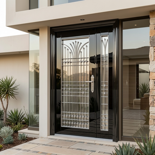 Black Stainless Steel Security Door – Model A016-Single / Pivot / Double