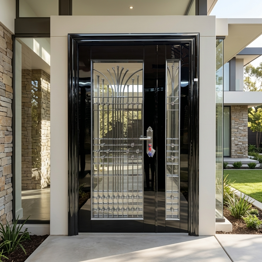 Black Stainless Steel Security Door – Model A016-Single / Pivot / Double